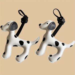 TEMU 달마티안 강아지 가방 참 2개, 핸드메이드 귀여운 만화 얼룩 강아지 펜던트, 부드러운 인조 가죽 강아지 장식, 조절 가능한 스트랩, 열쇠, 가방, 휴대폰 체인에 적합, 발렌타인데이 커플 선물|키링|핸드폰스트랩|가죽가방