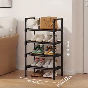 TEMU 1개 다층 신발장, 블랙 신발 보관대, 간단한 가정용 신발 보관 및 정리, 다기능 수납 선반, 공간 절약 신발장, 현관, 침실, 복도에 적합