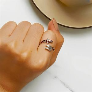 TEMU 1pc 우아한 빨간 가재 약혼 반지, 골든 톤 액센트 및 액센트 - 조절 가능한 결혼 반지, 데이 선물, 캐주얼 의상, 스포츠 이벤트, 캐주얼 의상 | 우아한 반지 디자인 | 조절 가능한 반지, 청소년용