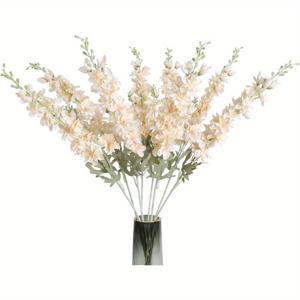 TEMU 8개 인공 꽃 돌핀 33.5인치 긴 줄기 인조 실키 델피니움 꽃꽂이 장식, 실물 같은 꽃 키 큰 꽃병 집 웨딩 파티 장식