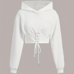 TEMU 여성용 패션 캐주얼 후드 스웨트셔츠|크롭티