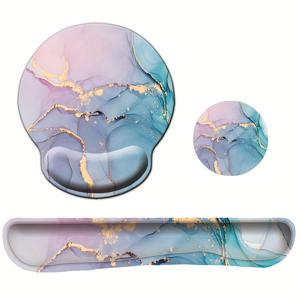 TEMU 인체공학적 마우스 패드, 손목 지지 기능, 메모리 폼 쿠션 및 미끄럼 방지 고무 베이스 장착, 게이밍 및 사무용으로 적합, 녹색 대리석 패턴 디자인