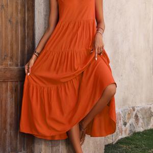 TEMU 우아한 V넥 레이어드 밑단 루즈 드레스|인견원피스