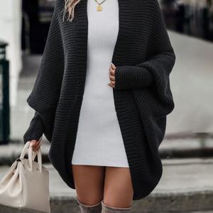 TEMU TD8101 여성용 다용도 루즈핏 버튼리스 긴소매 가디건 스웨터 코트