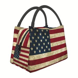 TEMU 1pc 빈티지 독립기념일, 휴대용 재사용 쿨러 가방, 쿨러 가방, 캠핑 피크닉 해변 필수품을 위한 절연식 점심 가방, 가정, 레스토랑, 사무실, 작업장 및 야외에 적합, 11X6.3X6.7In