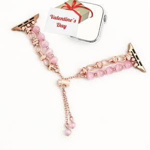 TEMU 애플워치 울트라/SE/시리즈 9/8/7/6/5/4/3/2/1 호환 스트랩 - 여성용 비즈드 페블 밴드, 핸드스트링 비즈 & 조절 가능한 매듭 잠금, 내구성 있는 캣아이 스톤 워치 밴드 (38/40/41/42/44/45)