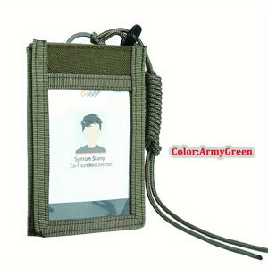 TEMU 1개 신분증 홀더, 후크 루프 패치 투어 가이드 배지 홀더, 야외 여행 파우치 펜 지갑 및 나일론 끈 신용카드 정리함 이름표 케이스