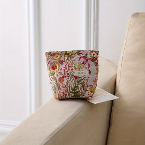 TEMU 아름다운 플로럴 자카드 메이크업 가방, 휴대용 수납 파우치, 스타일리시하고 휴대하기 쉬움, 세면도구 또는 클러치로 완벽