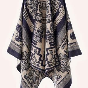 TEMU 플러스 사이즈 - 방향성 중국 스타일, 구름과 용 패턴은 민족의 단결, 행운, 번영을 상징하며, 고대 중국의 역사와 문화를 반영합니다. 케이프, 에어컨 담요, 겉옷에 적합합니다.