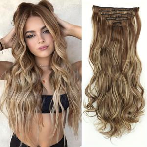 TEMU 24인치 16클립 웨이브 헤어 익스텐션 7피스 세트