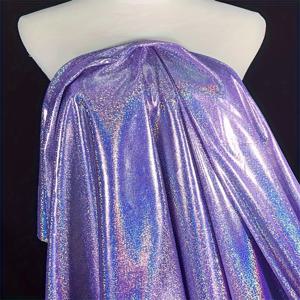 TEMU 150cm X 1야드 / 3야드, 무지개빛 지문 도트 칠색 반짝이 레이저 폴리에스터 니트 원단, 신축성 골드 포일 무대 DIY 라이브 방송 배경천