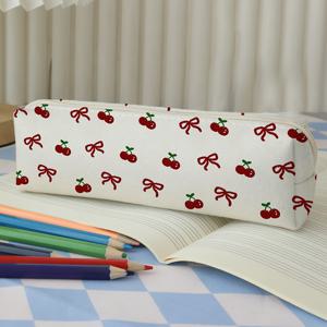TEMU 1개, 나비 체리 패턴 프린트 대용량 필통, 대용량 필통 문구류 보관 화장품 보관 가방 패션 필통|필통