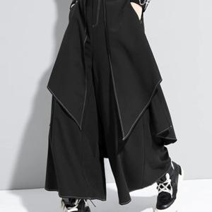 TEMU INCERUN 남성 펑크 스타일 루즈핏 트라우저, 솔리드 디자인, 투피스 스타일, 비대칭 밑단, 스트리트 및 힙피 패션에 적합, 와이드 레그 팬츠