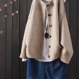 TEMU 여성용 우아한 캐주얼 루즈핏 신상 단색 긴소매 가디건, 활용도 높은 스웨터