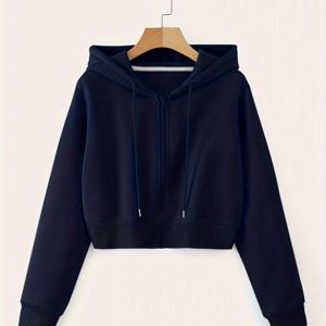 TEMU 여성 캐주얼 지퍼업 후드티 - 긴소매, 단색 디자인, 앞면 포켓, 레귤러 핏. 가을, 겨울 스타일리시한 선택. 캐주얼 웨어 | 후드 스웨트셔츠 | 지퍼 잠금, 후드티