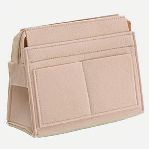 TEMU 대용량 펠트 정리함 인서트 - 캐주얼 스타일, 단색, 금빛 하드웨어가 있는 비직물 수납 가방 - 살구색 및 진갈색으로 제공, 토트백 정리함 삽입