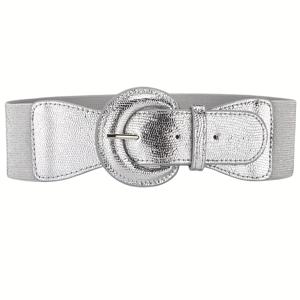 TEMU 두 가지 사이즈의 계절별 레이저 허리 집게, 악어 패턴, 스타일 가방 버클, 넓은 허리 벨트, 탄성 있는 스트레치 허리 벨트