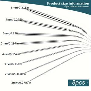 TEMU 8개 묶음의 청크 스테인리스 스틸 뜨개질 바늘 세트 - 스웨터, 스카프 및 울 프로젝트에 적합