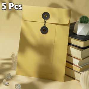 TEMU 빈티지 크라프트 종이 봉투 가방 5개, 크라프트 종이 파일 가방 6가지 색상, A5 두꺼운 보관 가방 (끈 포함), 사랑 편지, 초대장, 보관 봉투, 추수감사절, 새해, 발렌타인데이, 선물 카드에 적합