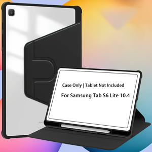 TEMU 삼성 갤럭시 탭 S6 라이트 SM-P610 P613 P620용 회전 케이스 | 10.4인치, 2020/2022/2024, 360도 회전, 보호 스탠드 커버, 투명 후면, 자동 잠금/깨우기, 펜슬 홀더, 합성 인조 가죽