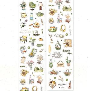 TEMU 1롤/봉투 와시 테이프, 쉽게 찢어지는 다이컷 테이프, 와시 종이 제작, 미니 라이트 라이프 시리즈 일상 테마 스티커, 스크랩북 소재, DIY 장식용 저널, 컴퓨터, 카드, 선물 스티커, 새해와 발렌타인데이 가족 및 친구 선물 장식용|카드스티커