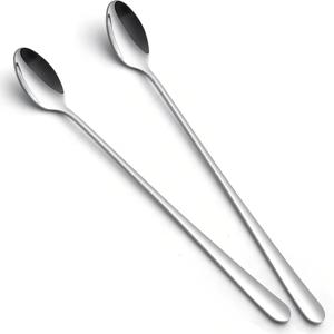 TEMU 2/4개 긴 손잡이 아이스티 스푼, 긴 손잡이 티스푼, 커피 스푼, 스쿱, 저어주는 스푼, 스테인리스 코크테일 저어주는 스푼, 은색