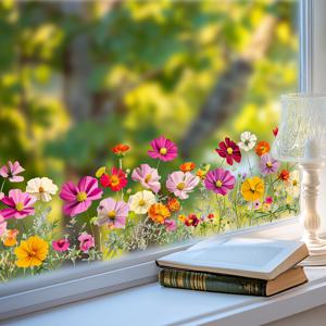 TEMU 생동감 넘치는 꽃무늬 창문 스티커 - 유리 및 문용 컬러풀 봄 정원 데칼, 쉬운 부착, 1밀 두께, 엄마를 위한 완벽한 선물, 어떤 방에도 자연 영감의 아름다움을 더해주는 계절별 홈 데코|꽃무늬 창문 아트|자체 접착 데칼, 정원 장식