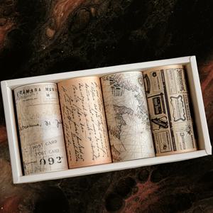 TEMU 4개 세트 시간 시리즈 및 종이 테이프 세트, 레트로 영어 문자 DIY 다이어리 장식, 스크랩북 테이프, 수제 콜라주 장식, 휴일 선물 및 의상, 재료 스티커