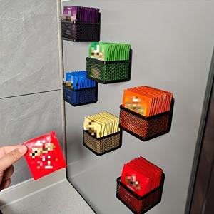 TEMU 현대 자석 티백 보관 랙, 대용량 철 아트 현대 6pcs 티백 보관 바구니