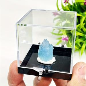 TEMU 디스플레이 케이스에 담긴 고품질 원석 아쿠아마린 1개. 오션 블루 아쿠아마린, 반투명한 거친 보석, 주얼리 제작용 루스 아쿠아마린 , 개인 컬렉션 재료, 홈 데코 및 어항 보관