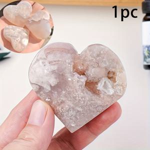 TEMU 자연산 벚꽃 아게이트 하트 모양 조각 1개 - 여성에게 특별한 핸드메이드 선물 (천연석, 불규칙한 균열이 있을 수 있음)