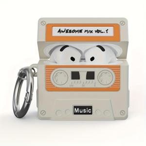 TEMU 에어팟 프로 1/2용 레트로 테이프 케이스 - 80년대 카세트 디자인 커버, 자석 포함