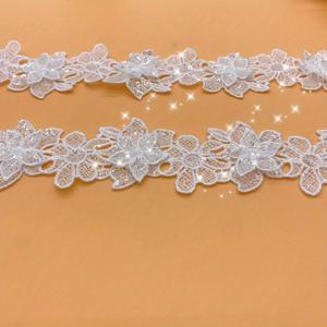 TEMU 1 야드 흰색 프릴 빈 공간 자수 레이스 리본, 2Y 길이, 빛나는 3D 꽃 트림, 드레스, 신발, 모자, 커튼, DIY 웨딩, 생일, 파티 장식용 직물 액세서리
