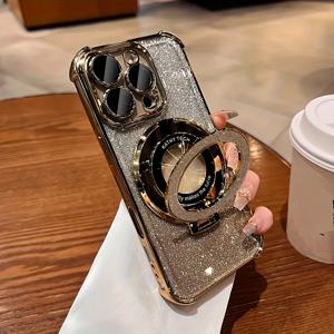 TEMU 휴대폰 케이스 - 아이폰 16, 15, 14, 13, 12, 11 Plus Pro Max용 새로운 전기 도금 레이저 폰 케이스, 투명, 충격 방지 보호 백 커버 (스탠드 포함), 무선 충전 지원, 남자친구/ 선물로 적합|아이폰케이스