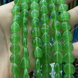 TEMU 40개 10mm 하트 모양 캣스 아이 비즈 - DIY 주얼리 만들기용 반투명 파스텔 컬러, 팔찌 & 귀걸이용 - 고급 유리 공예 비즈, 독특한 반사 효과와 매끄러운 표면