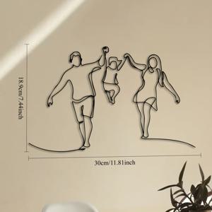 TEMU 모던 메탈 월 아트 - 세 가족 실루엣, 철제 우아한 그래픽 디자인, 거실 장식 또는 엄마 선물에 완벽한 홈 액센트, 금속 벽 장식