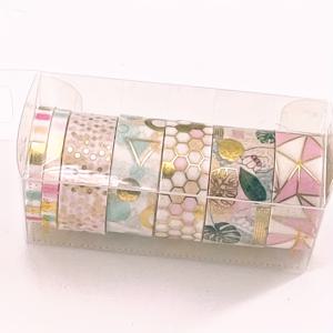 TEMU 7 롤의 와시 핫 스탬프 테이프, 기하학적 금색 스티커, DIY 스크랩북 세트, 선물 포장지, 귀여운 마스킹 테이프, 결혼식 사진 앨범 장식, 방수 스티커, 빈티지 다이어리 책, 계획 스티커, 금속 봉투 밀봉