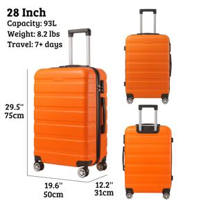 TEMU 20/24/28인치 하드사이드 캐리어 스피너 휠, 경량 여행용 하드쉘 캐리어 가방, 부드러운 롤링 휠