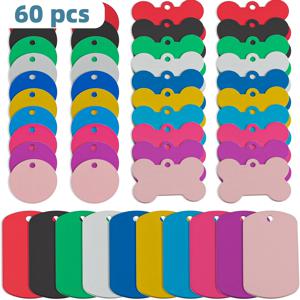 TEMU 60개입 펫 ID 태그 세트, 컬러풀 양면 알루미늄 합금 매력 - 강아지와 고양이 DIY 공예 주얼리 제작용 - 10가지 색상, 3가지 모양, 레이저 각인 가능