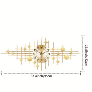 TEMU 침실, 서재, 식당 및 호텔용 라이트 럭셔리 유럽 스타일 벽시계. 거실 홈 데코용 무소음 시계, 스타일리시하고 창의적인 디자인 특징. 거실 벽시계 (골드, 95X42CM).