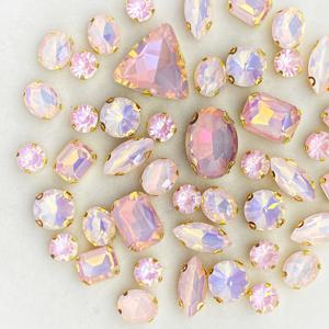 TEMU 핸드 스티칭, DIY 의류, 신발, 가방, 포장 장식용 그린 핑크 라인석 40개 팩