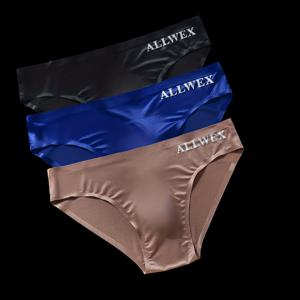 TEMU 3개입 남성용 속옷, 시스루 아이스 실키 섬유 남성 팬티, 고탄력 니트 속옷, 솔리드 컬러, 스포츠, 캐주얼, 피트니스용 편안하고 통기성 좋은 로우라이즈, 광택 3D 컷, 남성 박서 브리프