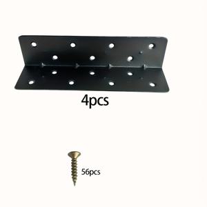 TEMU 2개/4개 두꺼운 90도 직각 브래킷, 침대 고정용 블랙 코너 브라켓, RV 및 주방 가구 커넥터, 대형 금속 하드웨어 부품