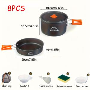 TEMU 제트빔 1/8/9피스 멀티펑션 아웃도어 캠핑 조리 세트 | 접이식 손잡이 요리 냄비/프라이팬/주전자 및 액세서리 포함, 다중 사용자에 적합 | 공간 절약형 디자인, 백패킹, RV 및 하이킹에 완벽, 컴팩트하고 가벼운 피크닉 필수품 | 결혼식 시즌 또는 독립기념일 선물로 최고 | 휴일 선물