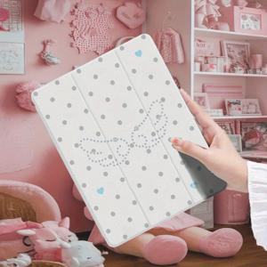 TEMU 아이패드용 도트 무늬 보호 케이스 내장형 펜 트레이, 아이패드 9.7/10.2/10.9/12.9/Pro 11/10세대 호환