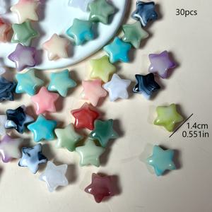 TEMU 30개 생생한 혼합 색상 아크릴 별 모양 비즈, 주얼리 제작에 적합 - 반투명한 광택 핸드메이드 비즈는 공예 추가, 팔찌, 목걸이 및 주얼리 제작 용품 별 모양 비즈 & 비즈 모음에 완벽합니다.