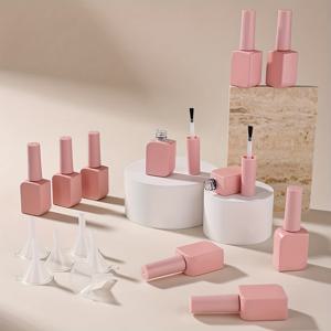 TEMU 10개 10ml 매트 핑크 네일 폴리쉬 젤 유리병 + 깔때기 6개 세트, 네일 살롱 및 DIY 네일 아트 프로젝트에 완벽한 네일 폴리쉬 및 젤 폴리쉬 용기와 보관용