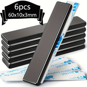 TEMU 6/16개입 60X10Xm 대형 블랙 에폭시 코팅 내마모성 고성능 자석 양면 접착 테이프 포함 - 공구, 주방, 사무실, 차고에 적합