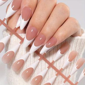 TEMU 120개 프렌치 프레스 온 네일 - 팁 프렌치 매니큐어 & 페디큐어, 코핀 발레 네일, 아크릴 젤 네일 팁, 손/발용 탈부착 가능, 웨딩, 파티, 일상 착용용 (접착제/전문가용 불필요)|네일팁