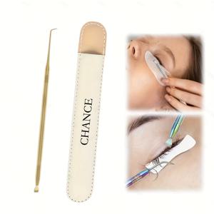 TEMU 2개 세트 스테인리스 스틸 속눈썹 분리기, 엉킴 방지 헤어 팁 리프트 컬링 브러시 및 눈썹 레이어링 도구 케이스 포함 휴대용 뷰티 개인 관리 키트